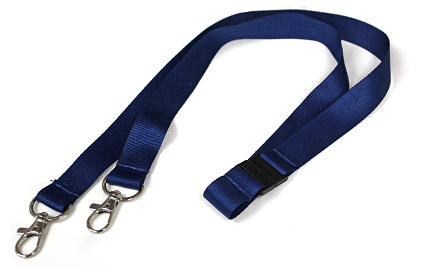 Blue Double Ended Lanyard Laid Out